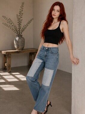 BDG Urban Outfitters Cowboy Jeans 29 Patchwork High Rise 90s Y2K Baggy Denim CC